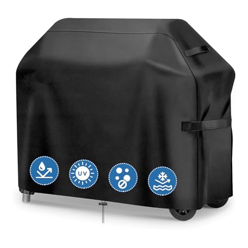 GARPROVM Grillabdeckung wetterfest, Gasgrill Abdeckung Winterfest 147x61x122cm Grill Abdeckhaube Wasserdicht, Grill Wetterschutzhülle Oxford Gewebe Schneefest Grillhaube Grill Abdeckplane