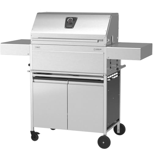 Schickling Holzkohlegrill "Walter XL - Deluxe" BBQ Grillwagen aus Edelstahl mit doppelwandigem Grilldeckel & Unterschrank - Made in Germany: 5-Fach verstellbar, Grillfläche: 71x45 cm