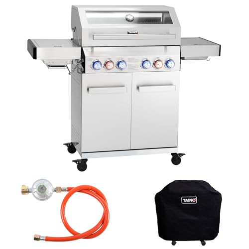 TAINO PLATINUM YAMARA 4+2 Gasgrill Set Edelstahl 4 Brenner Keramik Sear-Burner Keramik Backburner Piezo-Zündung Abdeckhaube