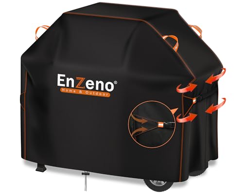 Enzeno Grillabdeckung wetterfest，Gasgrill Grillabdeckung Regendicht BBQ Grill schutzhülle Staubdicht Grill Abdeckplane für Weber, Brinkmann, Char Broil 147 x 61 x 122cm - Schwarz…
