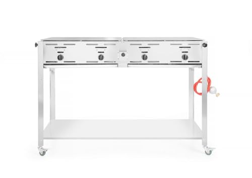HENDI Grill-Master Quattro, Elektronisches Zündung, mit Gasschlauch und Druckminderer, nur für Verwendung im Aussenbereich, 22kW(Hs), 1270x525x(H)840mm, Edelstahl 18/0, Large