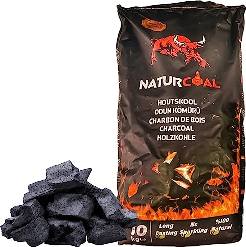 Naturcoal Premium Quebracho Holzkohle 10kg - Natürliche Grillkohle für BBQ, Räuchern, und Grillen. Langanhaltende Glut, geringe Rauchentwicklung, Restaurantqualität (1)