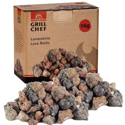 BURI Lavasteine 9kg zum Grillen Nachfüllpackung für Lavastein-Gasgrills | Für Gasgrill, Backofen und Elektrogrill geeignet - Naturstein als Grillzubehör