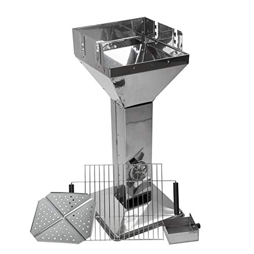 Säulengrill Holzkohlegrill Barbecue BBQ Grill im Edelstahl Design 52,5x39x94 cm
