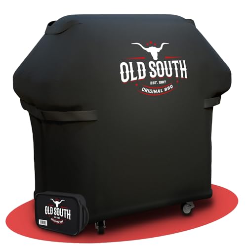 Old South - Grillabdeckung Wetterfest - Grill Abdeckhaube für Weber, Napoleon, Brinkmann, Char Broil Gasgrill - BBQ Cover Schwarz (135 x 70 x 115 cm)