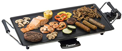 Bestron elektrischer Tischgrill, Plancha-/Teppanyaki-Grillplatte mit Antihaftbeschichtung, Grillspaß für bis zu 4 Personen, 2.000 Watt, Farbe; Schwarz, 47,5 x 25,5 cm, Sonstige