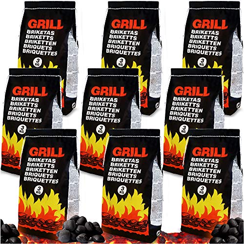 Deuba® 27 kg Grillbriketts 9 x 3 kg Holzkohle Grillkohle Holzkohlebriketts Holzkohlegrill Grill Brikett Kohle