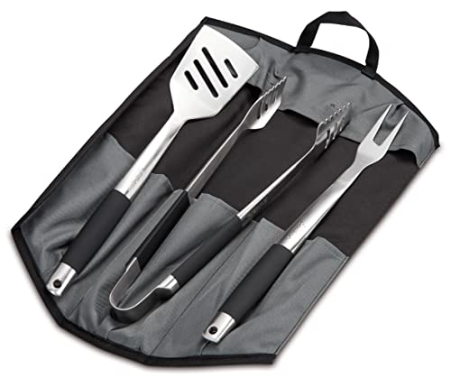Enders® Premium GRILLBESTECK Edelstahl 3-Set INKL 8786 Grillzange, Grillwender, Grillgabel, faltbare Tasche, Grill-Zubehör, Gasgrill BBQ, schwarz